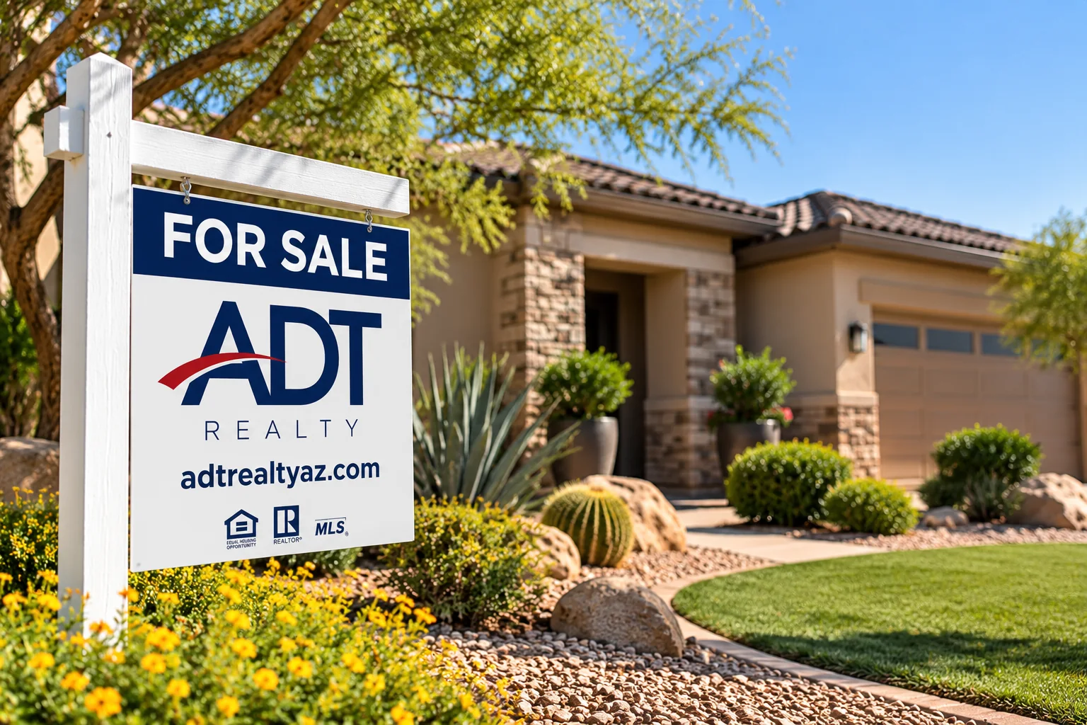 ADT Realty For Sale sign in an Arizona front yard