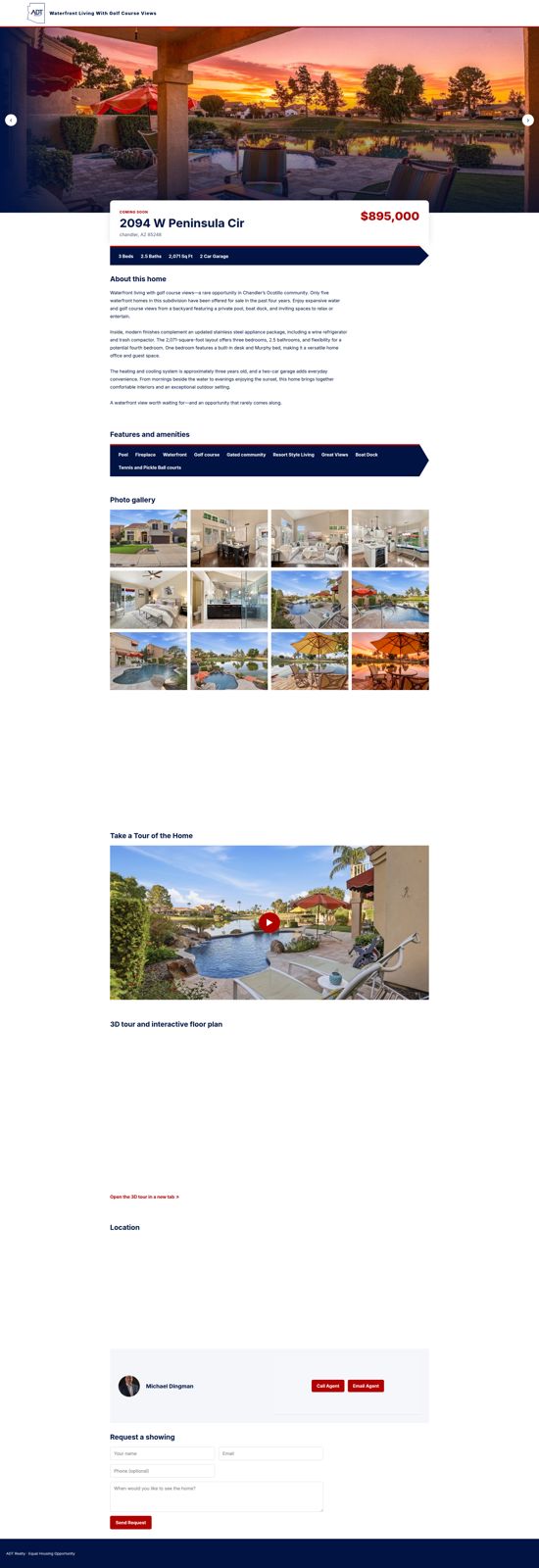 Actual property website for 2094 W Peninsula Circle