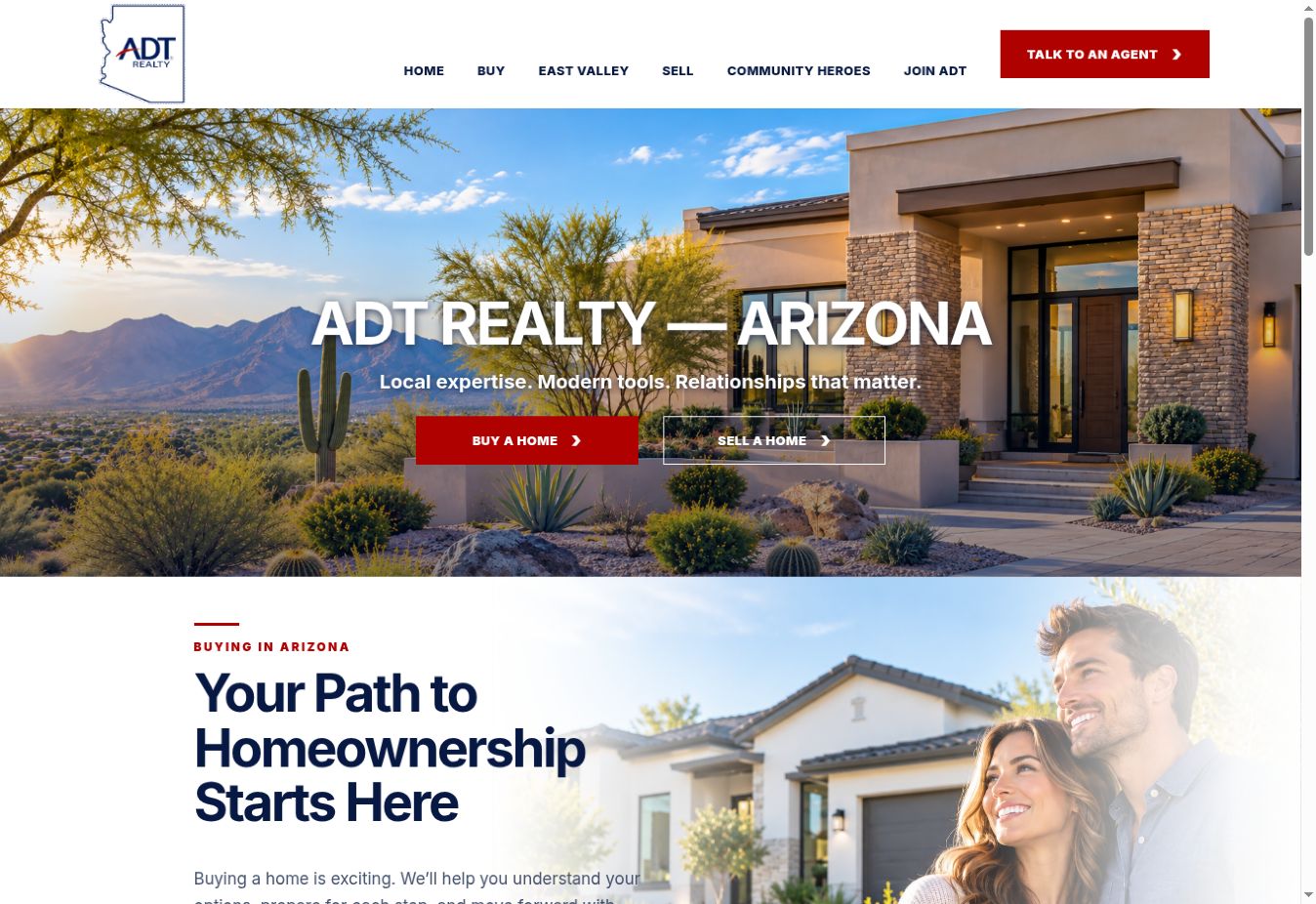 Actual ADT Realty Arizona website displayed on a laptop